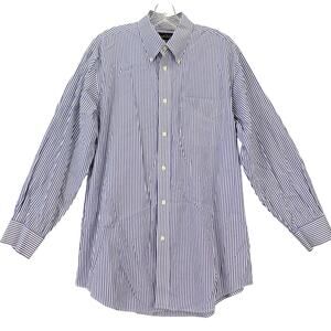 Kenneth Roberts Long Sleeve Button Down Shirt Mens Size Large 16.5 Blue Striped